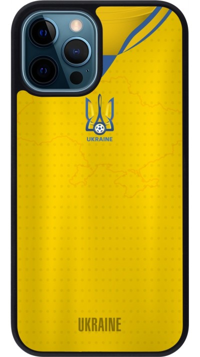iPhone 12 / 12 Pro Case Hülle - Silikon schwarz Fussballtrikot Ukraine