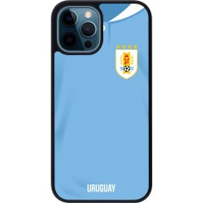iPhone 12 / 12 Pro Case Hülle - Silikon schwarz Uruguay 2022 personalisierbares Fussballtrikot