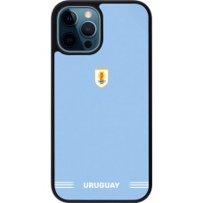 Coque iPhone 12 / 12 Pro - Silicone rigide noir Maillot de football Uruguay 2026 personnalisable