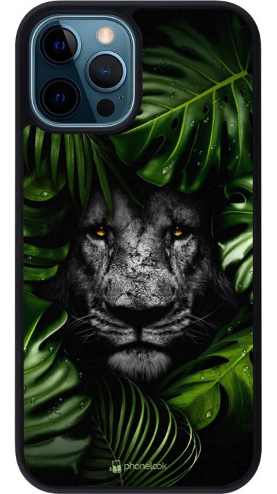 Coque iPhone 12 / 12 Pro - Silicone rigide noir Forest Lion