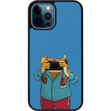 Coque iPhone 12 / 12 Pro - Silicone rigide noir Frog with camera DTMF