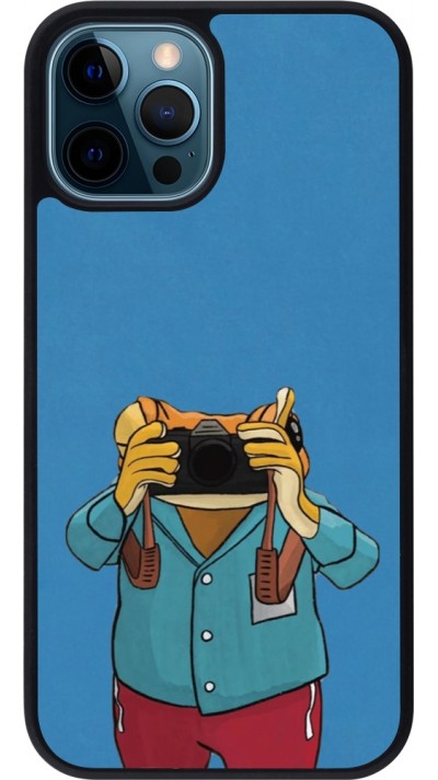 Coque iPhone 12 / 12 Pro - Silicone rigide noir Frog with camera DTMF