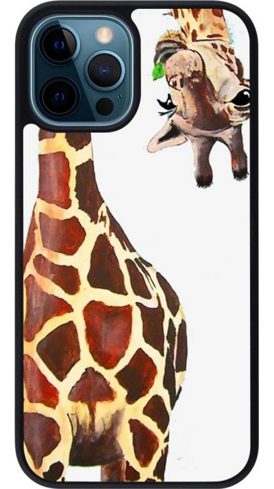 Coque iPhone 12 / 12 Pro - Silicone rigide noir Giraffe Fit