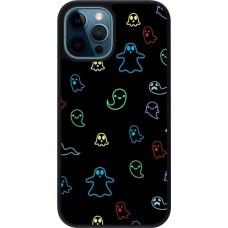 iPhone 12 / 12 Pro Case Hülle - Silikon schwarz Halloween 2024 colorful ghosts