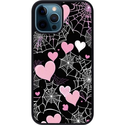 Coque iPhone 12 / 12 Pro - Silicone rigide noir Halloween 2024 girly