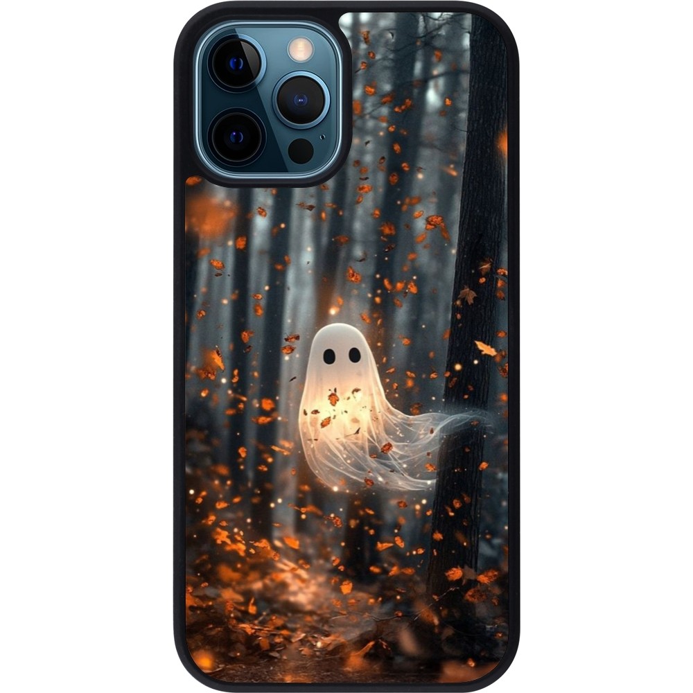 iPhone 12 / 12 Pro Case Hülle - Silikon schwarz Halloween 2025 Ghost in the forest