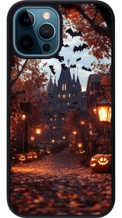 iPhone 12 / 12 Pro Case Hülle - Silikon schwarz Halloween 2025 Haunted house