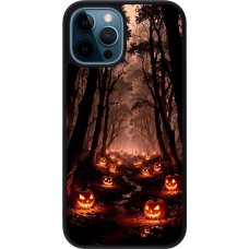 iPhone 12 / 12 Pro Case Hülle - Silikon schwarz Halloween 2025 Road of Terrifying Pumpkins