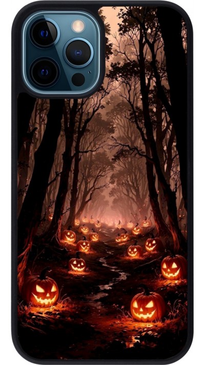 iPhone 12 / 12 Pro Case Hülle - Silikon schwarz Halloween 2025 Road of Terrifying Pumpkins