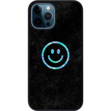iPhone 12 / 12 Pro Case Hülle - Silikon schwarz Happy smiley irisirt