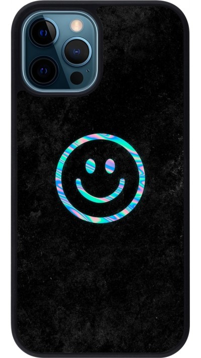 iPhone 12 / 12 Pro Case Hülle - Silikon schwarz Happy smiley irisirt
