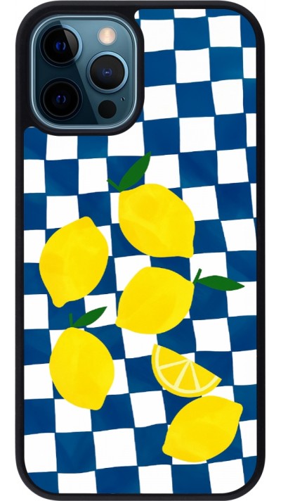 Coque iPhone 12 / 12 Pro - Silicone rigide noir Illustration lemons 2026