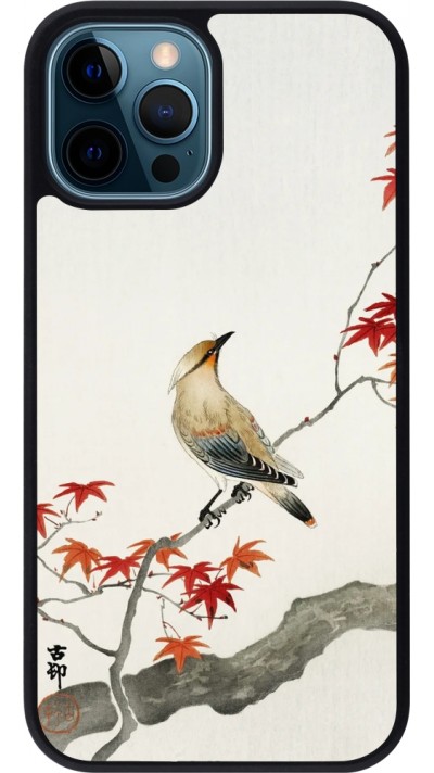 iPhone 12 / 12 Pro Case Hülle - Silikon schwarz Japanese Bird