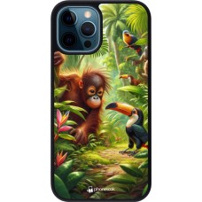 iPhone 12 / 12 Pro Case Hülle - Silikon schwarz Tropischer Dschungel Tayrona