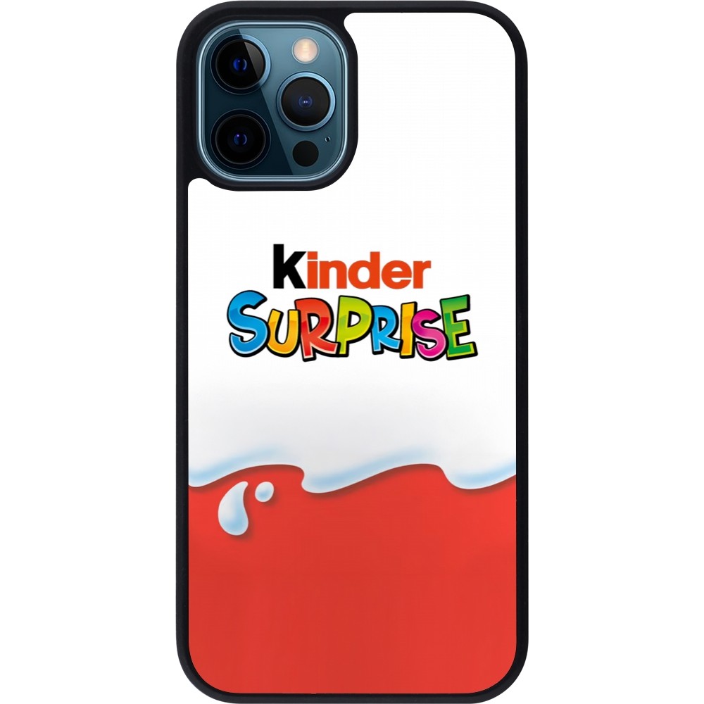 Coque iPhone 12 / 12 Pro - Silicone rigide noir Kinder Surprise