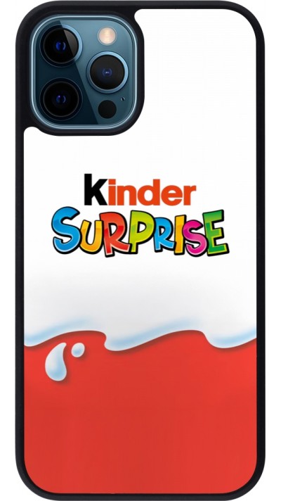 Coque iPhone 12 / 12 Pro - Silicone rigide noir Kinder Surprise