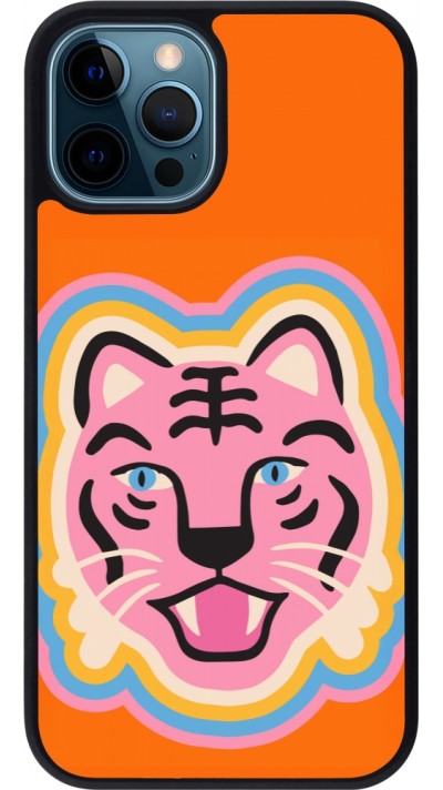 Coque iPhone 12 / 12 Pro - Silicone rigide noir Lion colors 2026