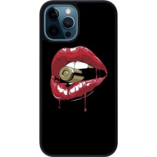 Coque iPhone 12 / 12 Pro - Silicone rigide noir Lips bullet