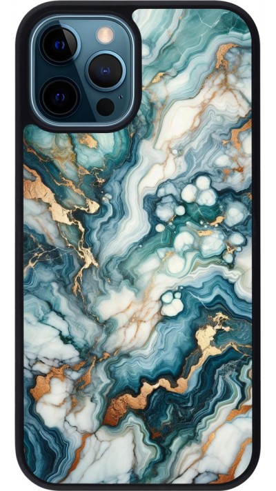iPhone 12 / 12 Pro Case Hülle - Silikon schwarz Grüner Blauer Goldener Marmor