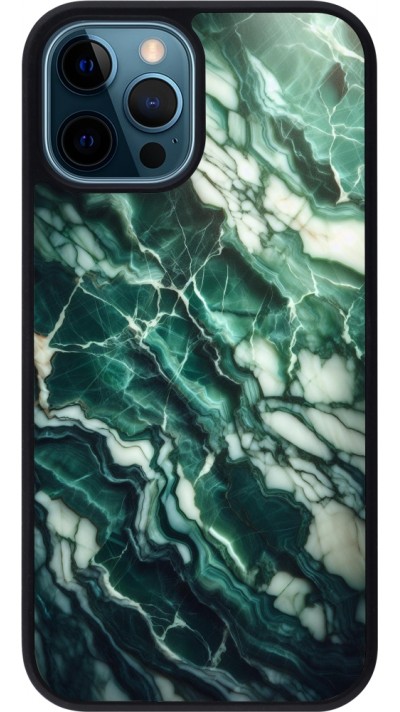 iPhone 12 / 12 Pro Case Hülle - Silikon schwarz Majestätischer grüner Marmor
