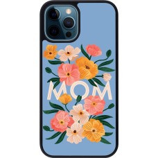 Coque iPhone 12 / 12 Pro - Silicone rigide noir Mom 2026 Flowers