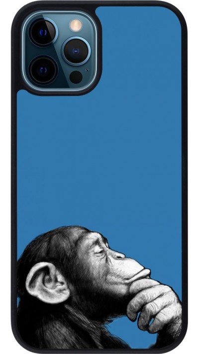 Coque iPhone 12 / 12 Pro - Silicone rigide noir Monkey Pop Art