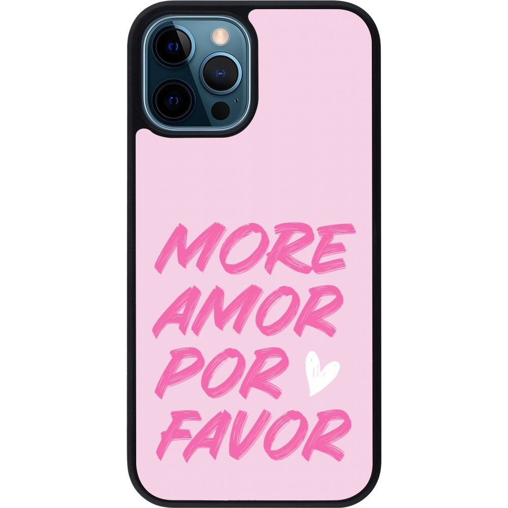 Coque iPhone 12 / 12 Pro - Silicone rigide noir More amor porfavor