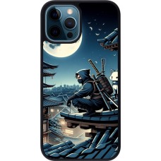 iPhone 12 / 12 Pro Case Hülle - Silikon schwarz Ninja unter dem Mond