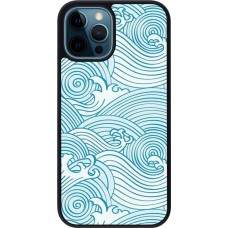 Coque iPhone 12 / 12 Pro - Silicone rigide noir Ocean Waves