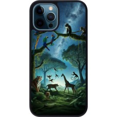iPhone 12 / 12 Pro Case Hülle - Silikon schwarz Paradies der exotischen Tiere
