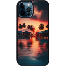 iPhone 12 / 12 Pro Case Hülle - Silikon schwarz Paradies Malediven