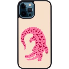 Coque iPhone 12 / 12 Pro - Silicone rigide noir Pink crocodile 2026