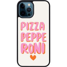 Coque iPhone 12 / 12 Pro - Silicone rigide noir Pizza pepperoni 2026