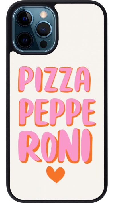 Coque iPhone 12 / 12 Pro - Silicone rigide noir Pizza pepperoni 2026