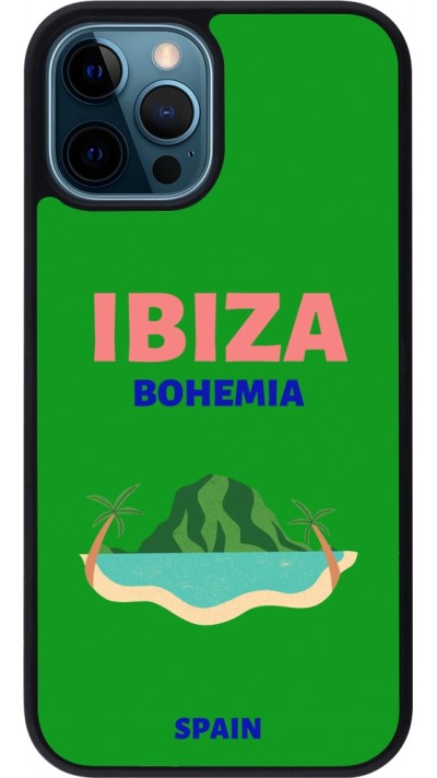 Coque iPhone 12 / 12 Pro - Silicone rigide noir Pop Summer Destination Ibiza