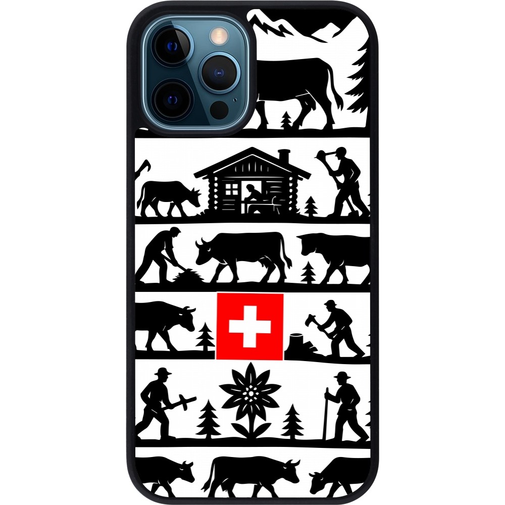 Coque iPhone 12 / 12 Pro - Silicone rigide noir Poya Suisse 1