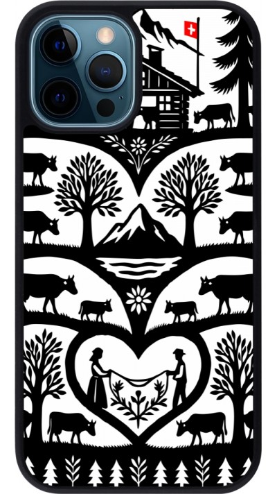 Coque iPhone 12 / 12 Pro - Silicone rigide noir Poya Suisse 2