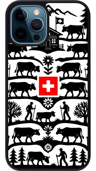 Coque iPhone 12 / 12 Pro - Silicone rigide noir Poya Suisse 3