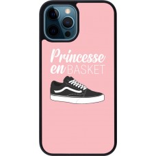 Coque iPhone 12 / 12 Pro - Silicone rigide noir princesse en basket