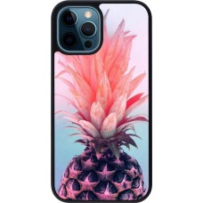 Hülle iPhone 12 / 12 Pro - Silikon schwarz Purple Pink Pineapple