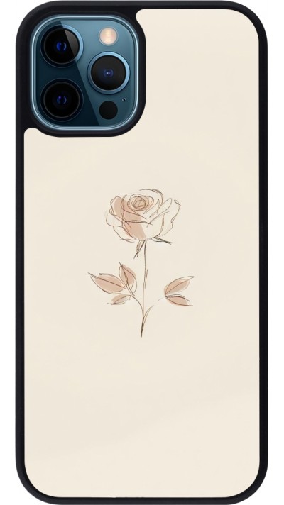 Coque iPhone 12 / 12 Pro - Silicone rigide noir Sable Rose Minimaliste