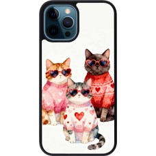 Coque iPhone 12 / 12 Pro - Silicone rigide noir Saint Valentines Day 26 Cat Love