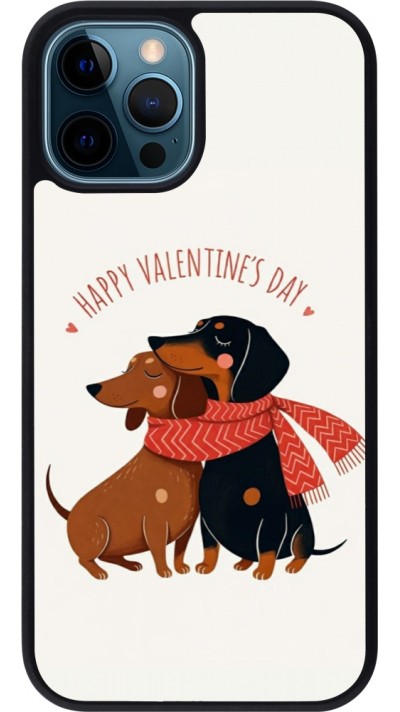 Coque iPhone 12 / 12 Pro - Silicone rigide noir Saint Valentines Day 26 Happy Valentine
