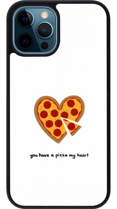 Coque iPhone 12 / 12 Pro - Silicone rigide noir Saint Valentines Day 26 You have my pizza heart