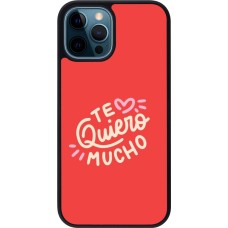 Coque iPhone 12 / 12 Pro - Silicone rigide noir Saint Valentines Day 26 Te quiero mucho
