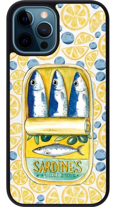 Coque iPhone 12 / 12 Pro - Silicone rigide noir Sardines in oil 2026