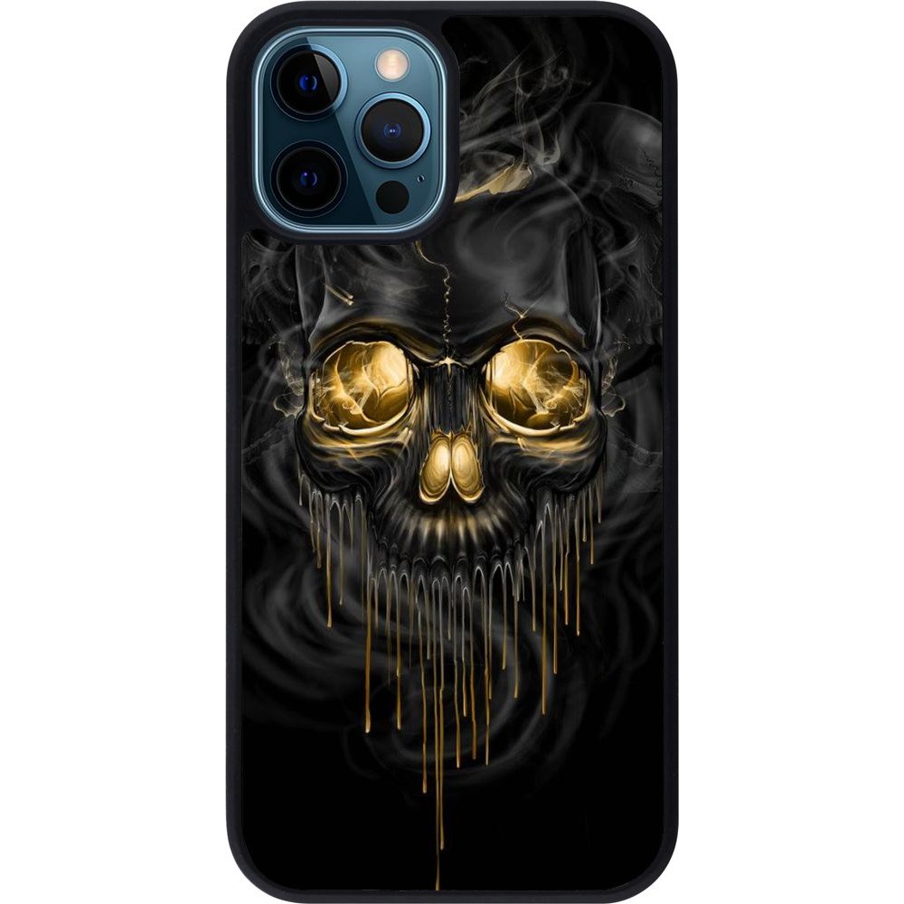 Coque iPhone 12 / 12 Pro - Silicone rigide noir Skull 02