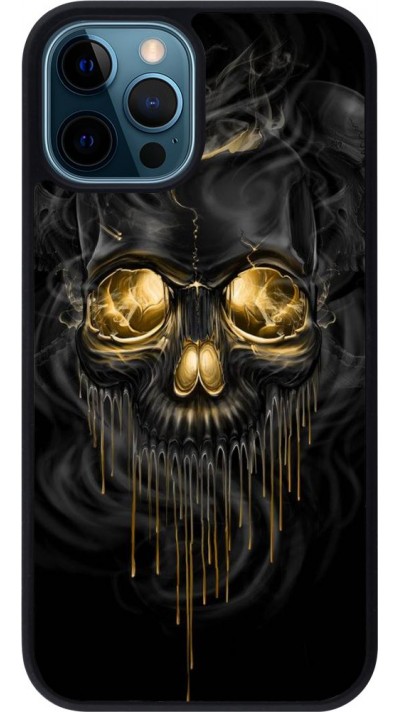 Coque iPhone 12 / 12 Pro - Silicone rigide noir Skull 02