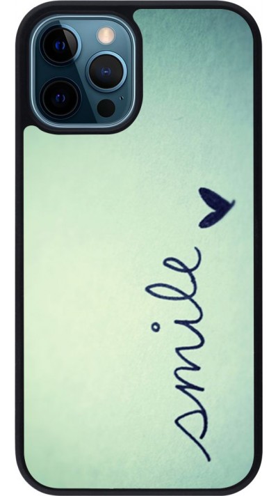 Coque iPhone 12 / 12 Pro - Silicone rigide noir Smile