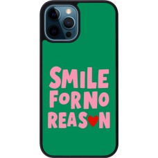 Coque iPhone 12 / 12 Pro - Silicone rigide noir Smile for no reason 2026